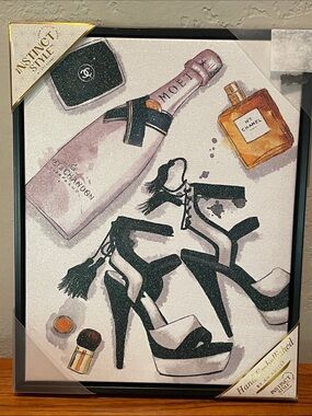 Hand Embellished Framed Print NWT